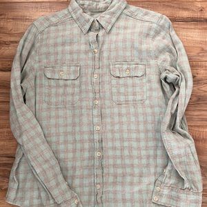 Mint and Gray Textured Flannel Button-Down Shirt